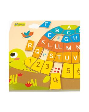 Puzzle - Tartaruga com alfabeto letras maiúsculas, minúsculas e números