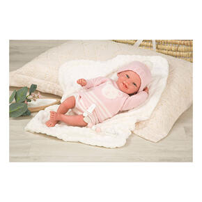 Boneca Arias Reborn 40 cm Adriana Rosa com Manta