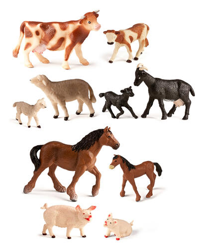 Animais da Quinta com as Crias – 10 Figuras