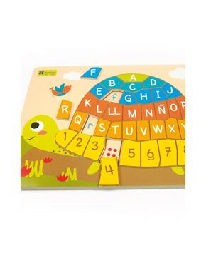 Puzzle - Tartaruga com alfabeto letras maiúsculas, minúsculas e números