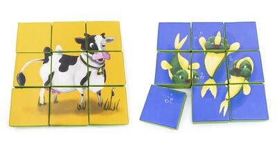 Puzzle De Dupla Face - Vaca E Peixes