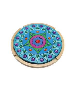 Mandala de madeira maciça colorida