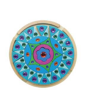 Mandala de madeira maciça colorida