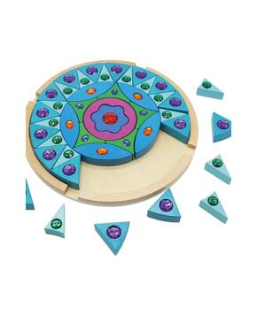 Mandala de madeira maciça colorida