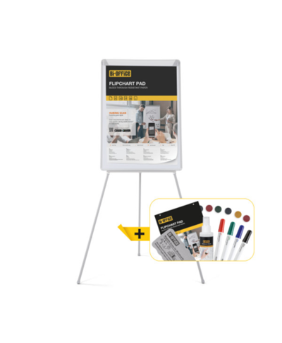 Kit inicial de apresentação, cavalete, bloco de flipchart e kit de acessórios