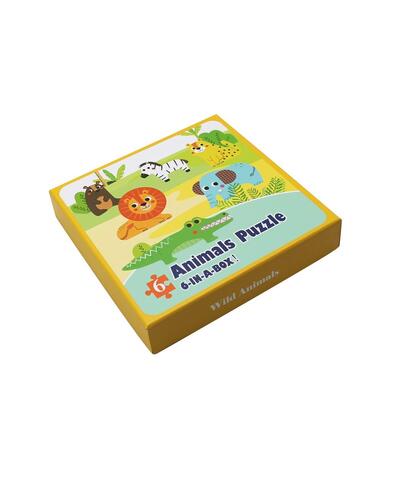 Puzzle de animais da selva 6 numa caixa