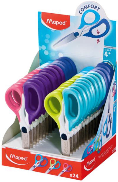 Tesoura escolar assimétrica sensoft mapeada 13 cm