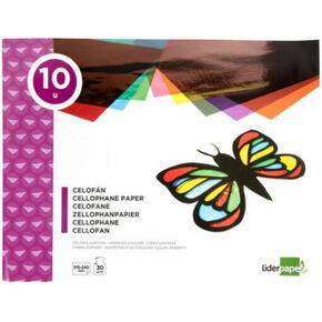 Papel de trabalho manual liderpel cellofan 10 folhas cores sortidas