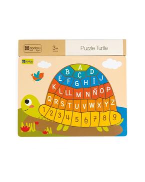 Puzzle - Tartaruga com alfabeto letras maiúsculas, minúsculas e números
