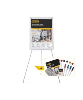 Kit inicial de apresentação, cavalete, bloco de flipchart e kit de acessórios