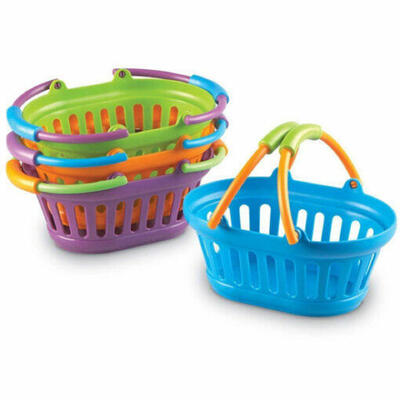 Conjunto de 4 cestos de compras empilháveis